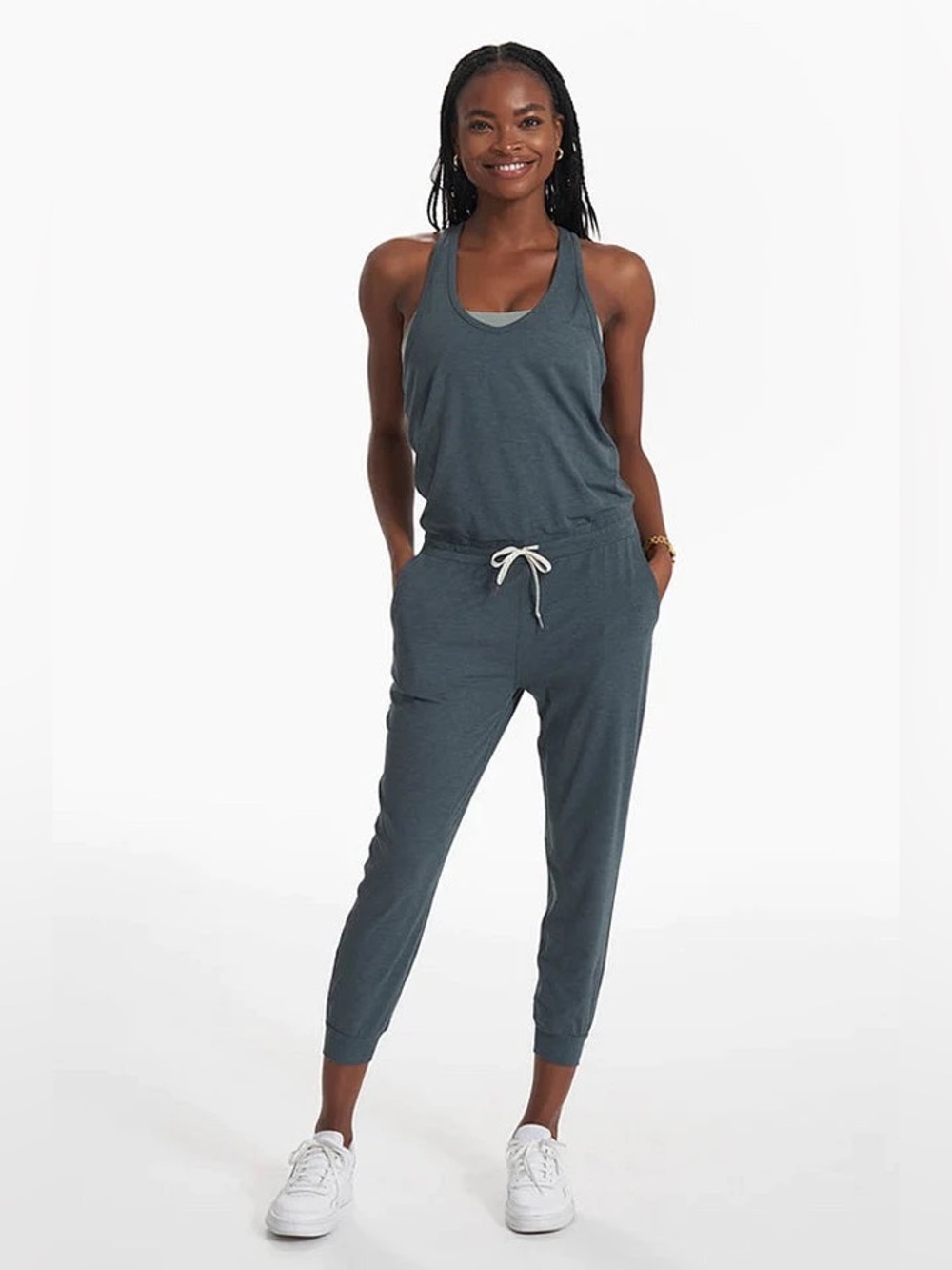 Vuori Women’s Lux Harem Jumpsuit In Stone Heather